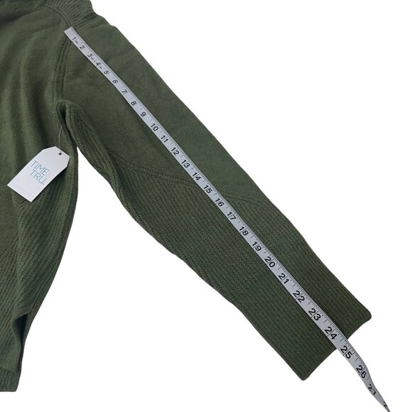 Time And Tru Women Green Hooded Sweater SZ L 12-14 Acrylic Blend Casual Pullover - Picture 7 of 11